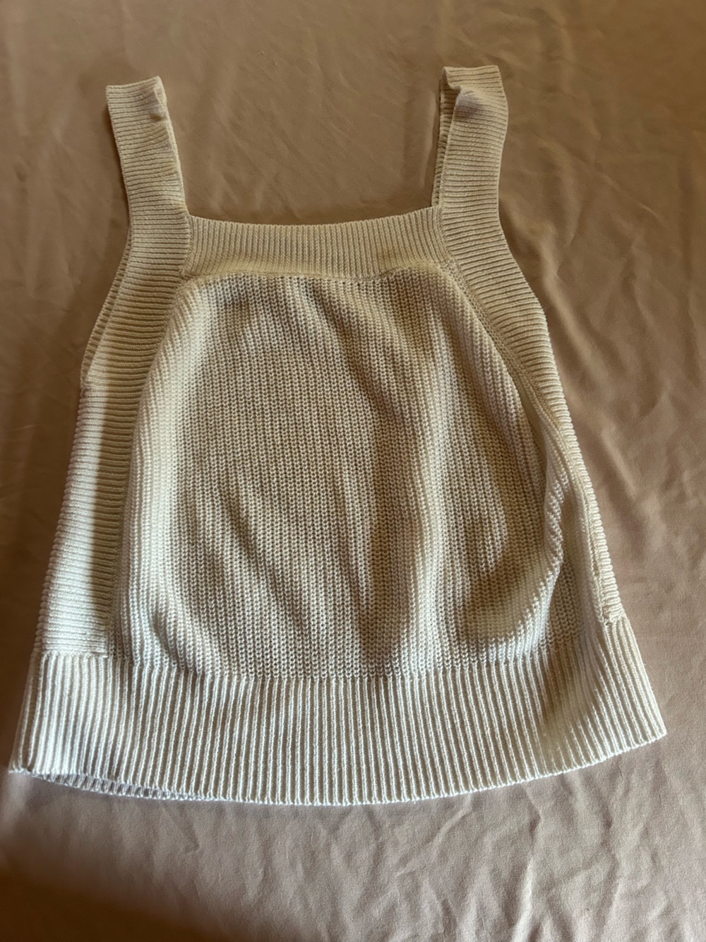 Cream Knit Women’s Sweater Tank - Classic Ribbed Design